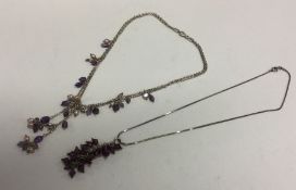 A silver mounted necklace together with matching d