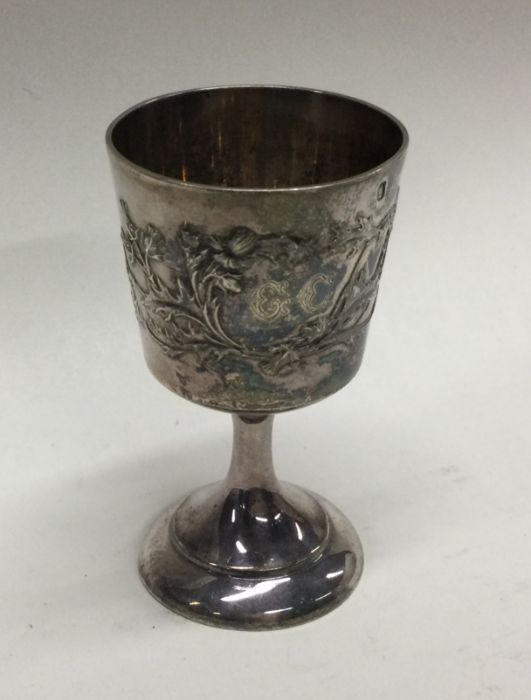 A French silver spirit goblet attractively decorat