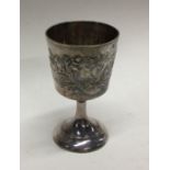 A French silver spirit goblet attractively decorat