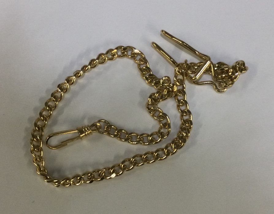 A gold plated curb link watch chain. Approx. 20 gr