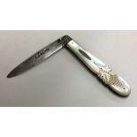 An attractive Victorian silver fruit knife with MO