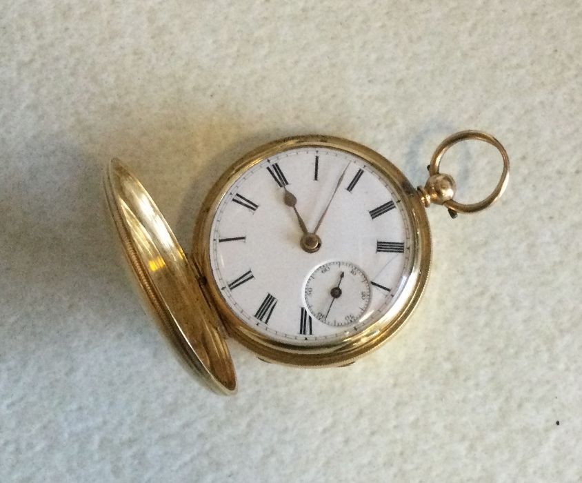 A heavy gents 18 carat full hunter pocket watch with w