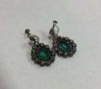 A good pair of Antique emerald and diamond tear sh