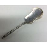 A French silver caddy scoop with pierced decoratio