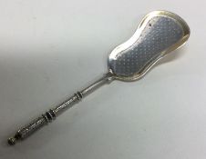 A French silver caddy scoop with pierced decoratio