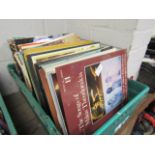 Crate of various records, mainly classical