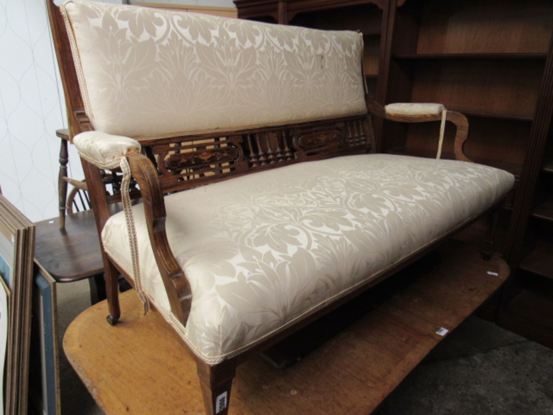 Early 20th century wooden framed floral upholstered 2 seater parlour sofa