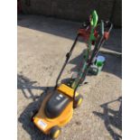 MacCulloch electric lawnmower, no grass box, together with 2x electric strimmers