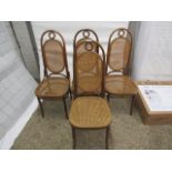 Set of 4 cane seated bamboo framed dining chairs