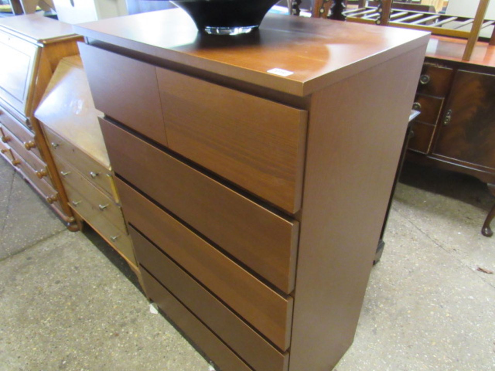 Modern dark wood effect chest of 2 over 4 drawers