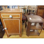 Small wooden pot cupboard and dark oak 3 tier stand