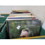 Crate of various records, mainly classical