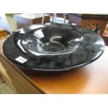 Large black glass dish