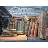 Cage containing a quantity of autobiographies and reference books to include Conquest of Mexico