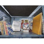 Cage containing a Biggles book, Herge and Tin-Tin reference book plus a quantity of childrens' story