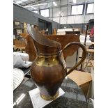 (16) Copper and brass ewer