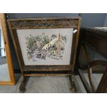 5362 - Victorian fire screen with embroidered insert