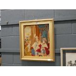 5363 - A framed embroidery, Middle Eastern court scene