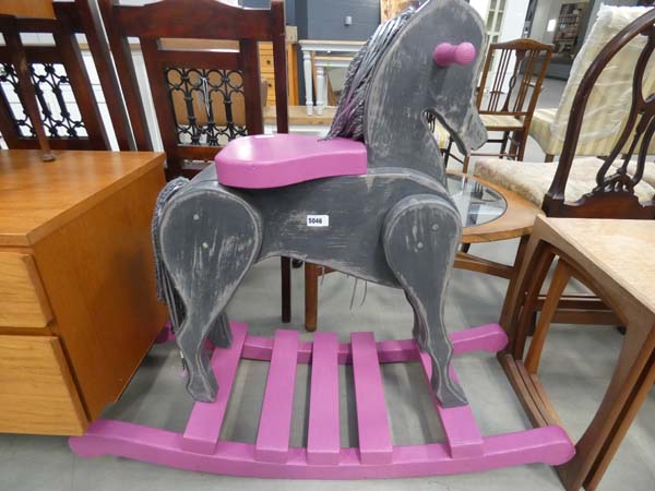 5172 - Grey and pink painted rocking horse