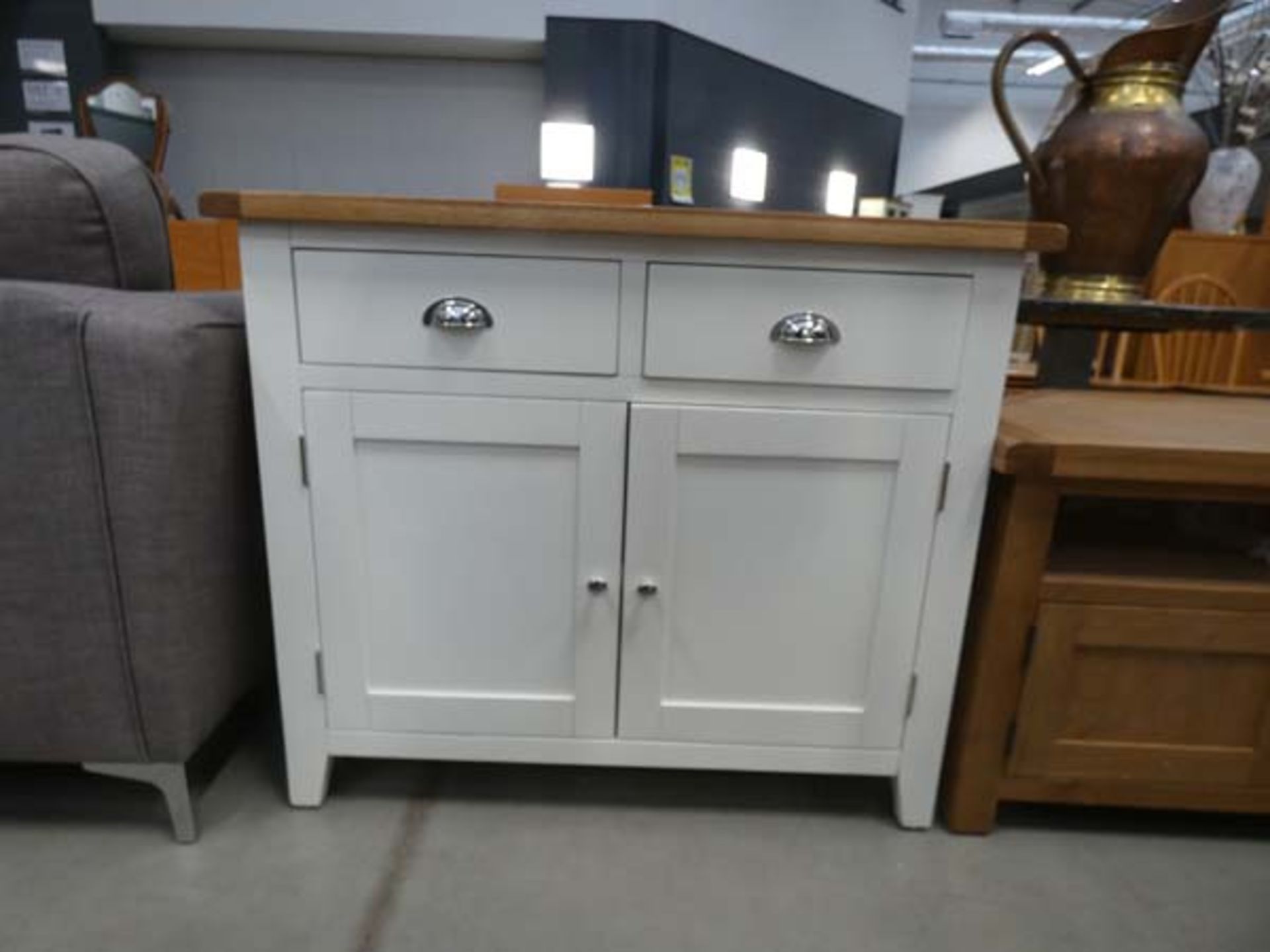 87 - Chester white painted oak 2 door medium sideboard