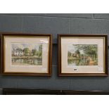 5100 - Pair of framed and glazed prints entitled 'The Duck Pond and the Angler's Retreat'
