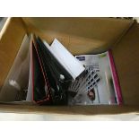 5389 - A box containing lever arch files and AAT Accountancy books