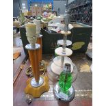 5 Art Deco glass, chromed and celluloid lamps