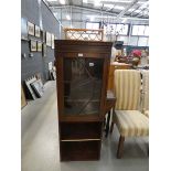5329 - Reproduction mahogany glazed single door cupboard with shelves under