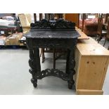 Dark oak console table with single drawer