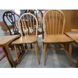 Pair of stickback elm seated dining chairs
