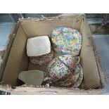 Box containing a quantity of Royal Winton chintz patterned crockery