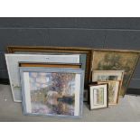 Quantity of impressionist prints, maps, a Canaletto print and prints of wildfowl