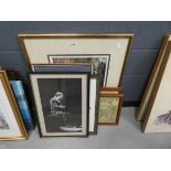 A photographic print of an actor, plus a quantity of watercolours and prints, to include: The