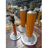3 1930's Art Deco celluloid and chromed lamps