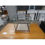 Cube shaped glass table top display case
