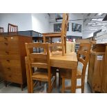 Oak extending dining table, plus 4 chairs