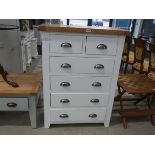 An oak finished and white painted chest of 2 over 4 drawers (AF)