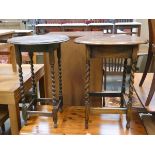 2 oak barleytwist side tables