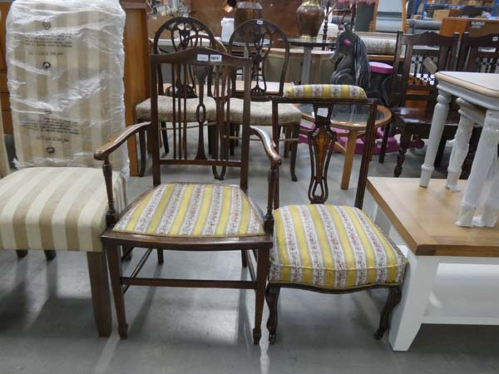 5048 - Edwardian armchair plus an inlaid bedroom chair