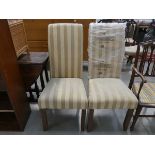 Pair of gold striped dining chairs