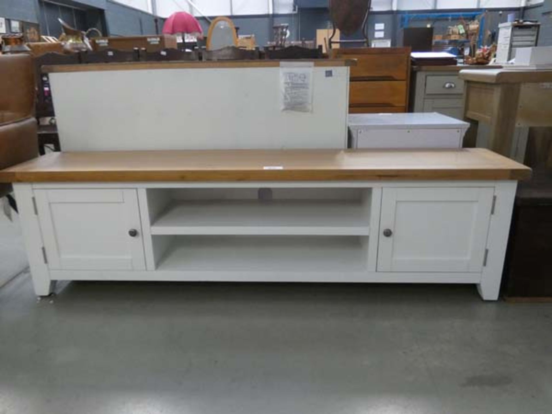 57 - Hampshire white painted oak extra large TV unit