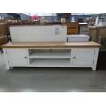 57 - Hampshire white painted oak extra large TV unit