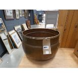 (15) Copper cauldron with brass swing handle
