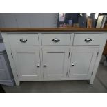 83 -Chester white painted oak 3 door large sideboard