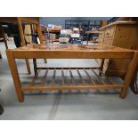 Teak tile topped 2 tier coffee table