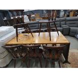 Pine refectory style table, plus 8 ercol chairs