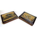 Two mid 20th century Japanese lacquered and gilt decorated albums containing one hundred and forty