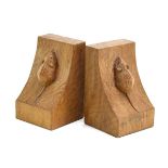 A pair of Robert 'Mouseman' Thompson of Kilburn oak bookends,