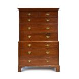 An early 19th century and later mahogany chest-on-chest,