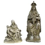 A Notre Dame aluminium figural group modelled as the Madonna and child, 'Nd. Liesse ppn', h.